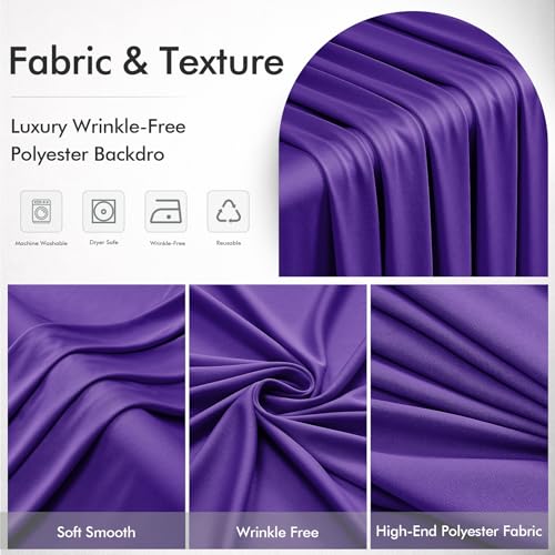 10ftx12ft Wrinkle Free Purple Backdrop Curtain,2 Panels 12FT Height Wedding Backdrop Drapes,Silky Polyester Back Drop Cloth for Birthday Photography Background Party Backdrop Draping - color: Purple, size: (W)5ft x (H)12ft (2 Panel)