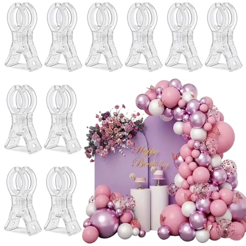 10 Pack Clear Balloon Arch Clips, 3 1/2 x 1 x 1 4/5 Inch balloon arch clamps for backdrop Stand, Wedding, Birthday, Photography Studio, Crafts, and Decorations - color: Clear