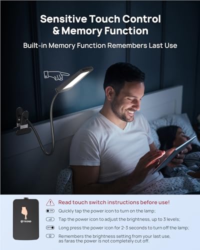 TROND LED Desk Lamp with Clamp, 1000LM Super Bright 3-Level Dimmable Desk Light 6000K Daylight, Extra-Long Flexible Gooseneck Clip on Light, Eye-Care Clamp Lamp for Painting, Workbench,Reading, Sewing - style: Type A Clip Lamp