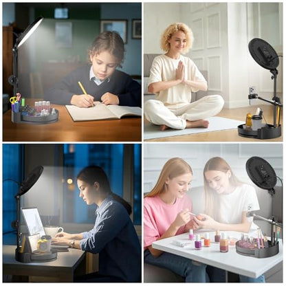 Selfie Light Kit for Desk and Laptop,55W Dimmable Full Screen Ring Light,with Rotating Storage Box,Pen Holder Stand,Phone Holder and Controller (Ice Blue, 10.5) - color: Ice Blue