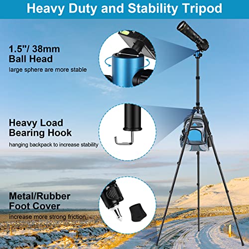 JOILCAN Tripod for Camera, 81" Aluminum Camera Tripod, 83" DSLR Tripods & Monopods, Heavy Duty Travel Tripod for Binoculars Spotting Scope Telescope, Max Load 35lb - color: Blue