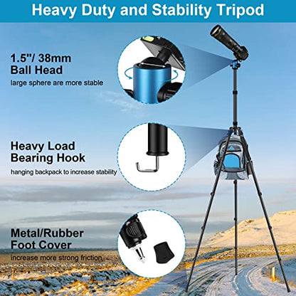 JOILCAN Tripod for Camera, 81" Aluminum Camera Tripod, 83" DSLR Tripods & Monopods, Heavy Duty Travel Tripod for Binoculars Spotting Scope Telescope, Max Load 35lb - color: Blue