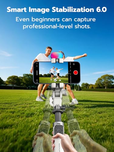 AOCHUAN Gimbal Stabilizer for iPhone, 4 in 1 Phone Gimbal w/360° Rotation for Andriod Sefie Stick Tripod w/Auto Face Tracking and Wireless Remote for TikTok -M3 Promini White - color: White