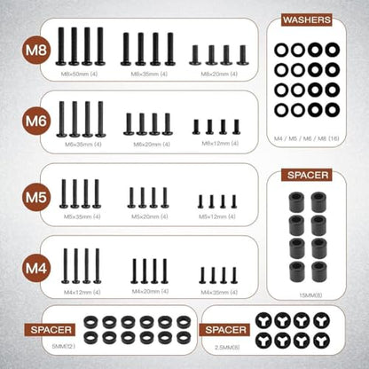 TV Bracket Screws, 92pcs Universal TV Stand Screw Set with 4-8mm Screws, Bolts, Spacers & Washers for Most Television Bolts Fixing Kits(Color:with Box)