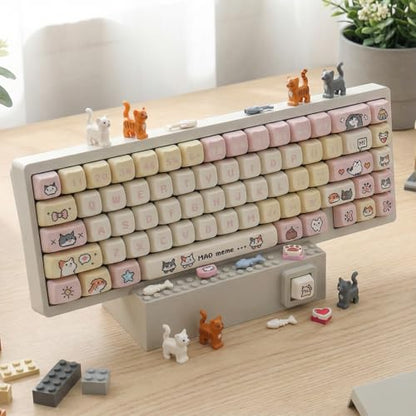 Hyekit Keyboard Display Stand | DIY Buildable ABS Mechanical Keyboard Storage Holder with 2 Replaceable Front Panels | Showcase for Building Bricks | Ideal Desk Setup Decor for Gamers and Enthusiasts