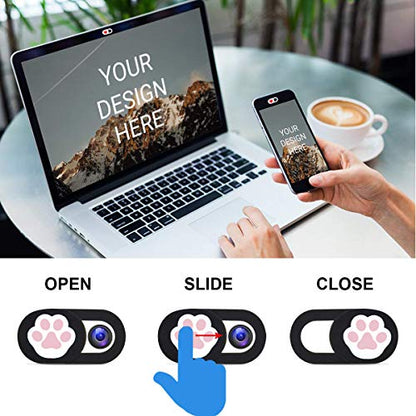 Webcam Cover Slide 6 Packs Ultra-Thin Camera Covers for Computer Laptop Desktop Smartphone to Protect Your Privacy and Security, Cute Dog Paw - color: Paw 6