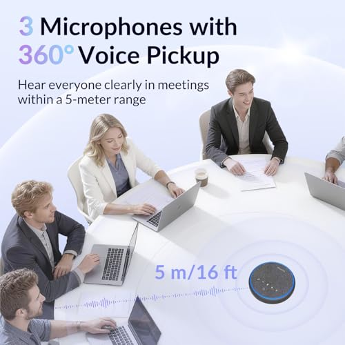 Conference Speakerphone, 3 AI Mics 360 Voice Pickup, Smart Noise Cancelling, Portable Speaker for Video Calls, Home Office & Small Team Meetings - color: FreeChat 101(3 Mics)