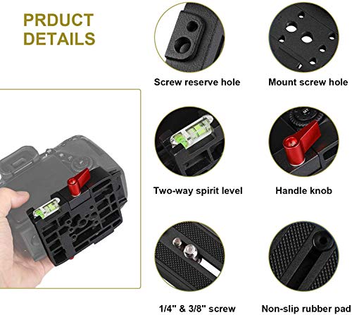 AngelReally P200 Quick Release Plate - Camera Tripod Base Plate with QR Clamp Adapter with 1/4" and 3/8" Screw Hole Compatible for Manfrotto 500AH 501HDV 503HDV 701HDV 577/519/561/Q5