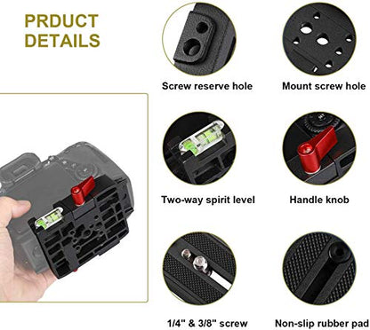 AngelReally P200 Quick Release Plate - Camera Tripod Base Plate with QR Clamp Adapter with 1/4" and 3/8" Screw Hole Compatible for Manfrotto 500AH 501HDV 503HDV 701HDV 577/519/561/Q5