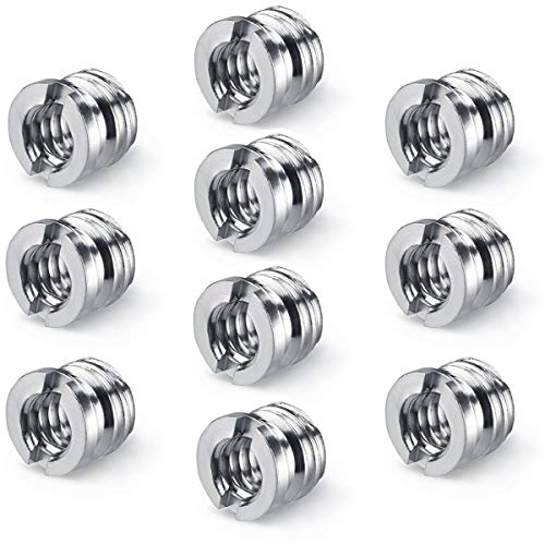 Camera 1/4"-20 to 3/8"-16 Reducer Bushing Convert Screw Adapter for Monopod, Tripod, Ballhead, Stand and Video Light DSLR SLR (10 Pack) - color: 1/4 to 3/8 -silver