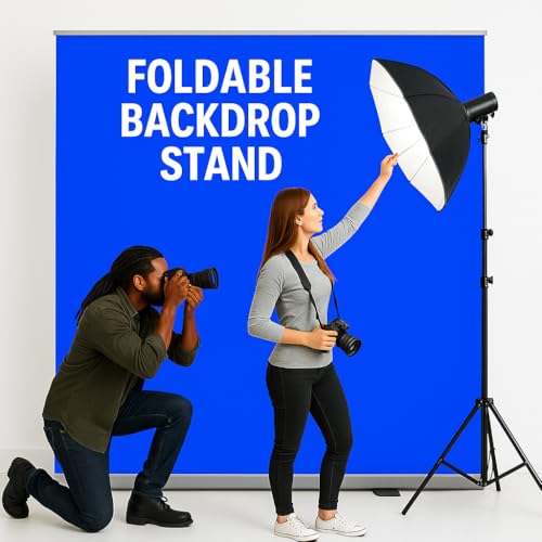 Retractable Backdrop Stand 60"x90" – Premium Plastic Adjustable Banner Frame, Lightweight Foldable Display Stand with Carry Bag for Photography, Trade Shows, Events – 4 Colors (Black / White / Green / Gray) (BLUE) - color: BLUE
