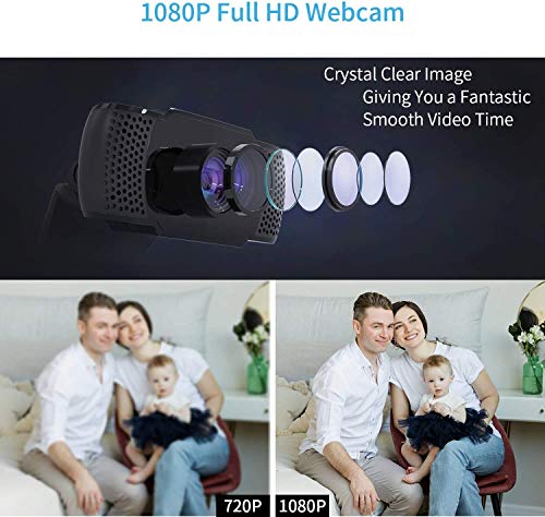Wansview 1080P HD USB Webcam with Dual Microphone & Auto Light Correction, Compatible with Desktop Computer, Laptop and TV, Plug and Play Web Cam for Video Streaming, Conference, Gaming and Study