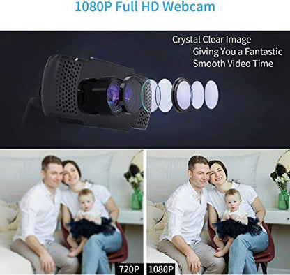 Wansview 1080P HD USB Webcam with Dual Microphone & Auto Light Correction, Compatible with Desktop Computer, Laptop and TV, Plug and Play Web Cam for Video Streaming, Conference, Gaming and Study