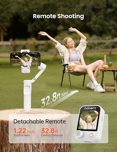 Hohem iSteady V3 Ultra Gimbal Stabilizer for Smartphone, AI Tracking Phone Gimbal, 1.22" Touchscreen Detachable Remote Control, Built-in Extension Rod & Tripod, 360° Infinite Pan, Vlog Filming, White - color: White, size: 5.0*2.6*12.3 in/ 127*65*312 mm