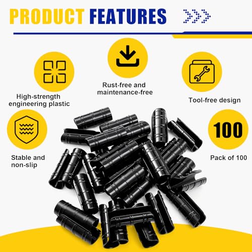 100 Pcs 1 Inch Greenhouse Clips, 25mm Black Plastic Clamp Garden Buildings Frame Snap PVC Pipe Tube Clips for Greenhouse Films Sunshade Nets Row Covers Shelters Fixing, Farming, Gardening - color: Black, size: 1 Inch