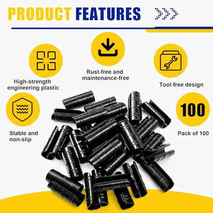 100 Pcs 1 Inch Greenhouse Clips, 25mm Black Plastic Clamp Garden Buildings Frame Snap PVC Pipe Tube Clips for Greenhouse Films Sunshade Nets Row Covers Shelters Fixing, Farming, Gardening - color: Black, size: 1 Inch