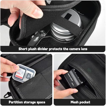 GWCASE Digital Camera Case Compatible with Fujifilm X100VI X100V X100F X100S X-E5, Portable Travel Carrying Bag Fits Camera with Strap & Protective Cover, 6mm Thickened EVA Protective Shell,Case Only - style: For Device With Protective Case & Strap