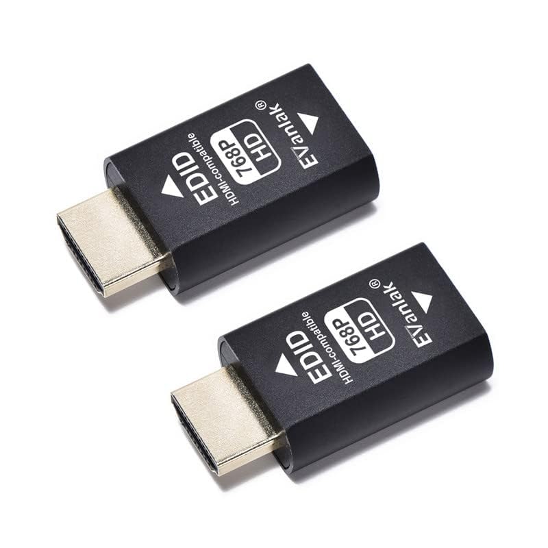 EVanlak 3rd Generrtion Hdmi Edid Emulator Passthrough Eliminated Emulator Adapter Work with Mac Thunderbolt to HDMI Switches/Extender/AV Receiver/Video Splitters -1024X768@60hz 2pack - color: HDMI EDID 768-2P