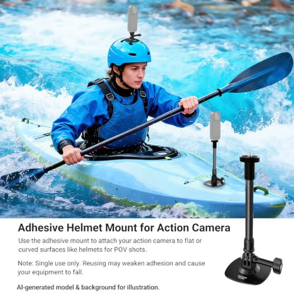 NEEWER Flexible Helmet Mount with Extension Pole Compatible with Insta 360 GoPro DJI, Adhesive Action Camera Holder Base Adapter for POV Video Recording Live Streaming, for 1/4" Accessories, AC060 - style: AC060