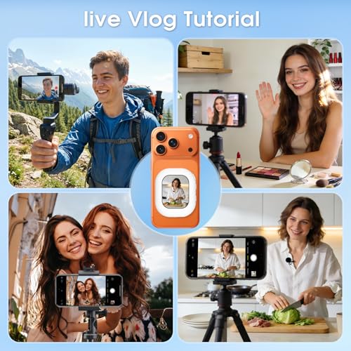 Magnetic Selfie Monitor Screen for Phone - 1080P Portable Wireless Phone Vlog Camera Monitor with Back Screen, Compatible with iPhone Android Phones, Ideal for Content Creators, Streaming (White)