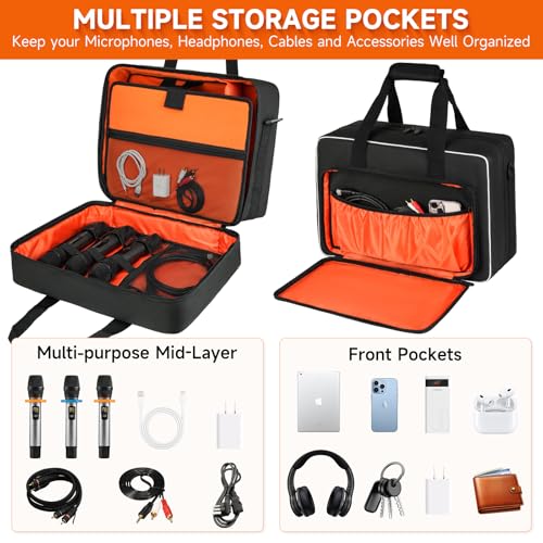 LEFOR·Z Large Audio Mixer Travel Case Compatible with RODECaster Pro,RODECaster Pro II,TC-Helicon GoXLR,Podcast Mixer Case Protective DJ Mixer Storage Bag for Microphones and More Podcast Equipment
