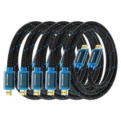 Maximm Hdmi Cable 4K 3 Ft, 5 Pack, Braided, 18Gbps, Hdmi 2.0, Gold-Plated - color: 5 Pack, size: 3 Feet
