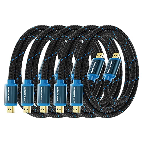 Maximm Hdmi Cable 4K 3 Ft, 5 Pack, Braided, 18Gbps, Hdmi 2.0, Gold-Plated - color: 5 Pack, size: 3 Feet