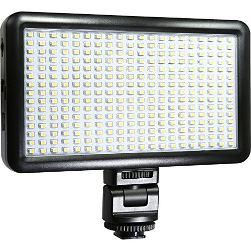 Vidpro LED-300 Photo and Video Light Kit - On Camera Panel LED Light - Adjustable and Dimmable Light Fits Cameras Video Camcorders and DLSR w/Hot Shoe Includes Rechargeable Battery Diffuser and More - size: LED-300
