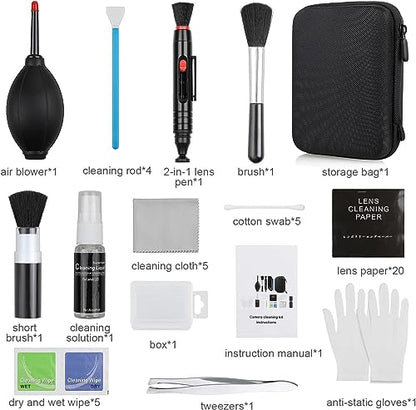 14-in-1 Camera Lens Cleaning Kit - Mirrorless & DSLR Sensor Cleaning Kit for Canon, Sony, Nikon Including Lens Blower, Detergent, Swabs, Cloth, Pen, Brush - size: 14 IN 1