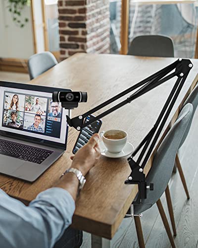 Webcam Stand Desk Mount - Suspension Boom Scissor Arm Webcam Holder with Desk Clamp Mount for Logitech Webcam C920 C922 C922x C920S C930e C930 C615 Brio 4K and Other Devices with 1/4" Thread