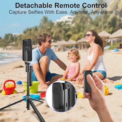 Magnetic Auto Face Tracking Tripod for iPhone that Follows Your Movement, 71" Portable Selfie Stick Tripod with Remote 360 Rotation, Magnetic Phone Tripod Stand for Vlogging, Travel, Video Recording