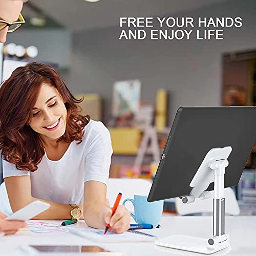 Meetuo 2 Pcs Cell Phone Stand for Desk, Adjustable & Foldable Phone Holder | Adjustable Angle Height, Fully Foldable&Portable, Compatible with iPhone 17/16/15/14/13/12/Smartphones - color: Black+White