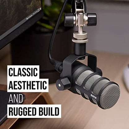 RØDE PodMic Cardioid Dynamic Broadcast Microphone — XLR Output, Requires Audio Interface (RØDECaster, AI-1, or similar). For USB Plug-and-Play, see PodMic USB. | Broadcast-Grade Dynamic Cardioid Xlr Mic, Built-in Pop Filter, Shockmount, Swing Mount, Requi