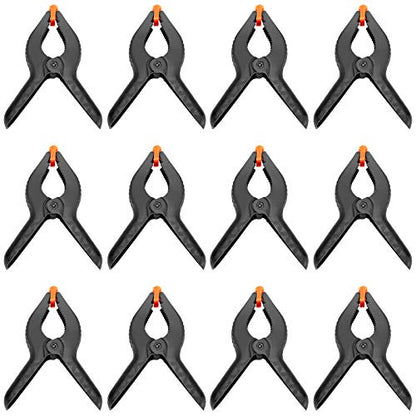 ZOENHOU 6 Inch 12 PCS Spring Clamp Set, Nylon Plastic Clips Heavy Duty Clamp with Flexible Jaw Pad and Anti-slip Handles for Woodworking Backdrop Photo Studio Craft DIY Art - size: 6 Inch 12PCS