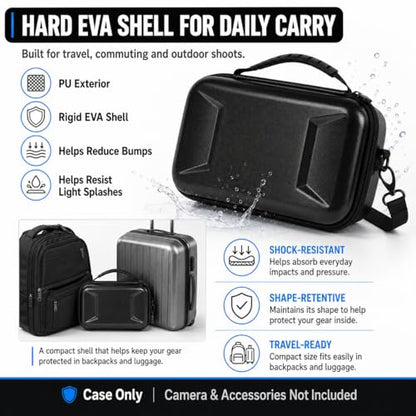 Boobowl Hard Case for DJI Osmo Pocket 3 Creator Combo, Portable Travel Storage Bag Fits Camera with Original Protective Cover, Battery Handle & Mic 2, Shockproof Organizer with Shoulder Strap - Black