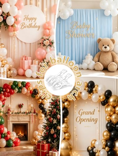 12 Pack 3.5 Inch Clear Balloon Arch Clips, Heavy Duty Transparent Spring Clamps for Backdrop Stand, Reusable Plastic Clips for Birthday Wedding Party Decor Photography Studios