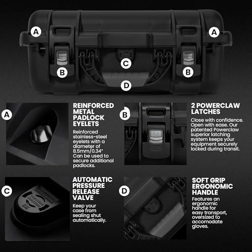 NANUK 920 Hard Case – Waterproof Travel Hard Case with Customizable Cubed Foam, 16.7” x 13.4” x 6.8”, Dustproof & Impact-Resistant, Airline Carry-On Approved – Black | IP67 Waterproof Nk-7 Resin Shell, Powerclaw Latches, Pick-and-Pluck Foam Included, 16.7