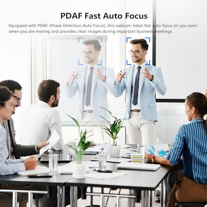4K Webcam for PC, PDAF Streaming Camera with Dual Noise-reducing Mics, Fast Auto Focus, Auto Light Correction, 5x Zoom, 8MP USB Webcam with Privacy Cover, Plug and Play, for Switch 2/ Zoom/Teams/Meet - style: 4K Webcam with Dual Mics