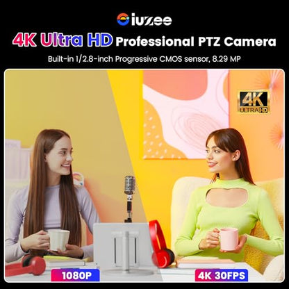 4K UHD PTZ Camera AI-Auto Tracking, 20X Optical Zoom, USB3.0/HDMI/LAN PoE, IP Live Streaming, PTZ Conference Room Camera for Church Services Education Conference Events, Work with YouTube OBS - color: Black