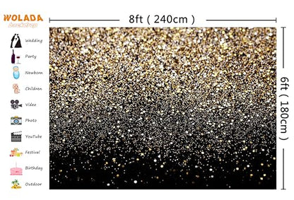 Black and Gold Backdrop Golden Glitter Backdrop for Photography Wedding Birthday Baby Shower Party Photo Studio 8x6FT 11176 - color: Gold, size: 8x6FT
