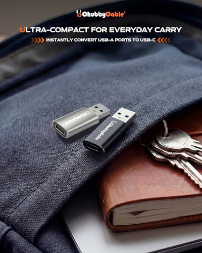 chubbycable USB to USB C Adapter 2Pack USBC Female to A Male OTG Charger Type C to USB A Charger Cable Converter for Mobile Phone, Computer, Laptop, Earphone, Mouse Keyboard, CarPlay
