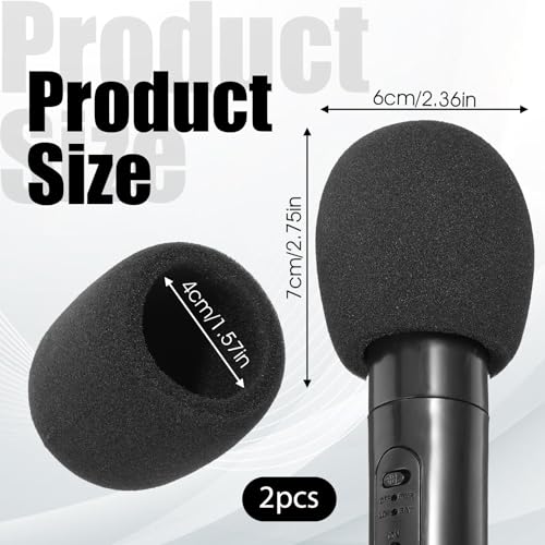 2PCS Mic Cover, Foam Microphone Windscreen, Black Microphone Cover for Handheld-Mic, Condenser-Mic and All Ball Type Microphones