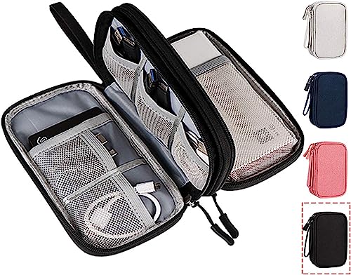 CAOODKDK Electronics Accessories Organizer Pouch Bag, Travel Universal Organizer for Cable, Charger, Phone, SD Card, Business Travel Gadget Bag - color: Double Layer - Black