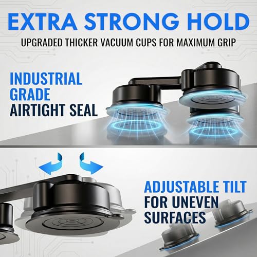 Insta 360 Car Mount, 360 Camera Car Mount Kit, 5 in 1 Suction Cup Camera Mount Kit, Compatible with GoPro, Insta 360 & Smartphones, Extra Strong Hold & Invisible Selfie Stick