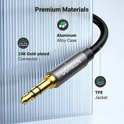 UGREEN Headphone Extension Cable 3.5mm Extension Gold Plated Aux Cable Audio Stereo Jack Male to Female TRS Cord Extender Compatible with iPhone iPad Phones Tablets Media Players, 16FT - size: 16FT