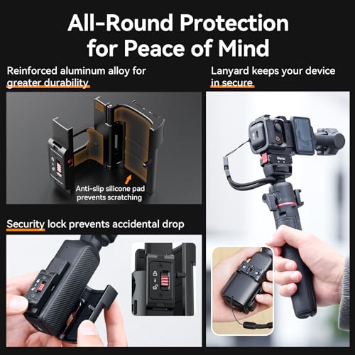 ULANZI PK-06 Expansion Adapter Accessories for DJI Osmo Pocket 3 - Aluminum Protective Cage Metal Bracket Mount with 1/4 Screw Holes/Gopro Adapter/Cold Shoe/Osmo Action Quick-Release