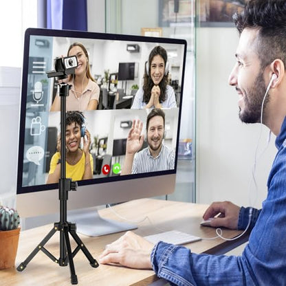 Webcam Tripod Stand, Extendable Webcam Stand for Desk Small Camera Tripod for Logitech Webcam C922 C930e C920S C920 C615 C960 C920x BRIO 4K, NexiGo N60, Right Light, GoPro, DSLR, Projector, and More
