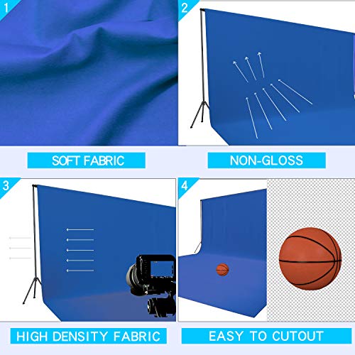 ISSUNTEX 10X20 ft Background Muslin Backdrop, Photo Studio, Collapsible High Density Screen for Video Photography and Television-Blue - color: Blue, size: 10X20 ft