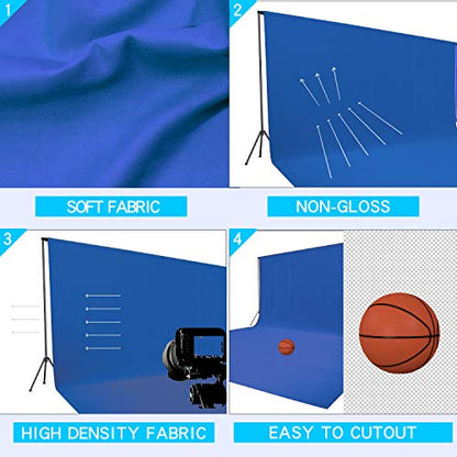 ISSUNTEX 6X9 ft Background Muslin Backdrop, Photo Studio, Collapsible High Density Screen for Video Photography and Television-Blue - color: Blue, size: 6X9 ft