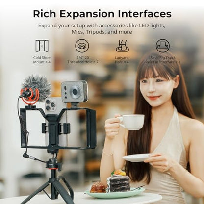 SMALLRIG IG-01 Universal Phone Cage for Short Video Starters, Dual Handgrip Smartphone Video Rig with Cold Shoe Mount, for iPhone 17 16 & Android, for Creators Vlogging-5355 - style: Without Wireless Controller